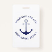 カスタムウェルカムアウ航海のトいかりブルー白 バッジ (正面)