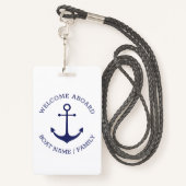 カスタムウェルカムアウ航海のトいかりブルー白 バッジ (裏面ランヤード)