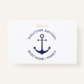 カスタムウェルカムアウ航海のトいかりブルー白 バッジ (正面)