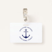 カスタムウェルカムアウ航海のトいかりブルー白 バッジ (裏面クリップ)