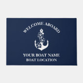 カスタムウェルカムアボードボートネームフローラいかり ドアマット (正面)