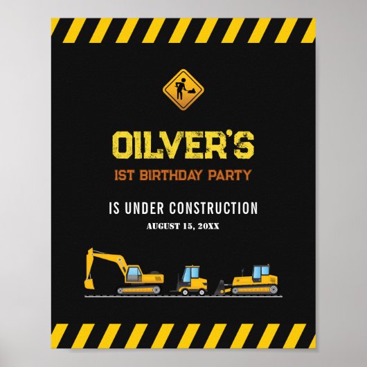 カスタムウェルカムサインイエロー建築ダンプトラック ポスター (正面)