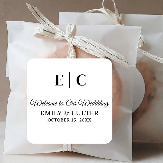 カスタムウェルカムトゥーウェディングパーティーホテルウェルカム スクエアシール