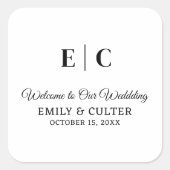 カスタムウェルカムトゥーウェディングパーティーホテルウェルカム スクエアシール (正面)