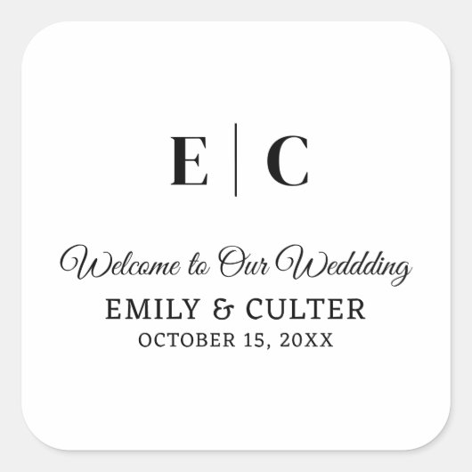 カスタムウェルカムトゥーウェディングパーティーホテルウェルカム スクエアシール (正面)