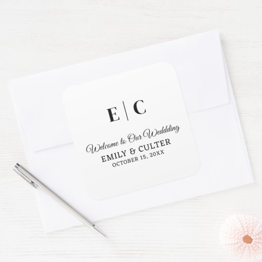 カスタムウェルカムトゥーウェディングパーティーホテルウェルカム スクエアシール (封筒)