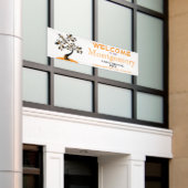 カスタムウェルカムファミリー懇親会オモダンレンジツリー 横断幕 (ビルの外側)