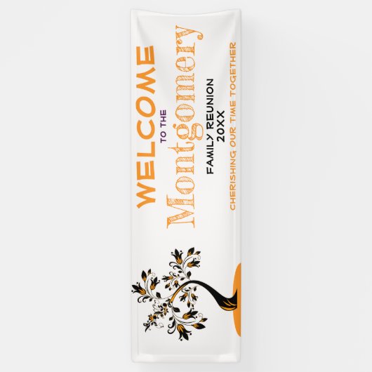 カスタムウェルカムファミリー懇親会オモダンレンジツリー 横断幕 (縦)