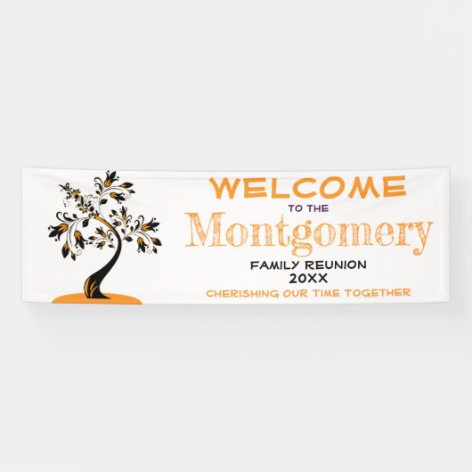 カスタムウェルカムファミリー懇親会オモダンレンジツリー 横断幕 (横)