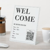 カスタムウェルカム営業時間QRコード 台座サイン (インサイチュ)