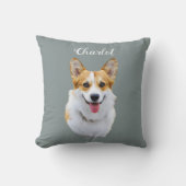 カスタムウェルシュコーギードッグパーソナライズされたスケッチ クッション (正面)