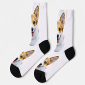 カスタムウェルシュコーギードッグパーソナライズされたスケッチ ソックス (左)