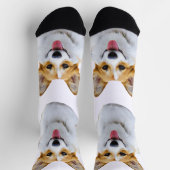 カスタムウェルシュコーギードッグパーソナライズされたスケッチ ソックス (上部)