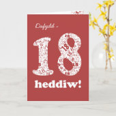 カスタムウェルシュレッドホワイトナンバーズ18番誕生日カード カード (黄色い花)