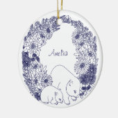 カスタムウォンバットクリスマスブルー セラミックオーナメント (左)