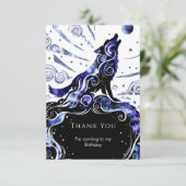 カスタムウォーターカラーウルフ誕生日 サンキューカード (スタンド正面)