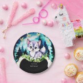 カスタムウォーターカラーウルフ誕生日 ペーパープレート (パーティー)