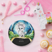 カスタムウォーターカラーウルフ誕生日 ペーパープレート (パーティー)