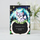 カスタムウォーターカラーオオカミの誕生日 サンキューカード (スタンド正面)