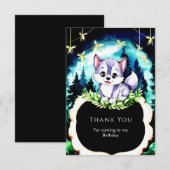 カスタムウォーターカラーオオカミの誕生日 サンキューカード (正面/裏面)