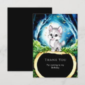 カスタムウォーターカラーオオカミの誕生日 サンキューカード (正面/裏面)
