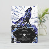 カスタムウォーターカラーオオカミの誕生日 招待状 (スタンド正面)