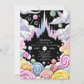 カスタムウォーターカラーキャンディランド誕生日 招待状 (正面)