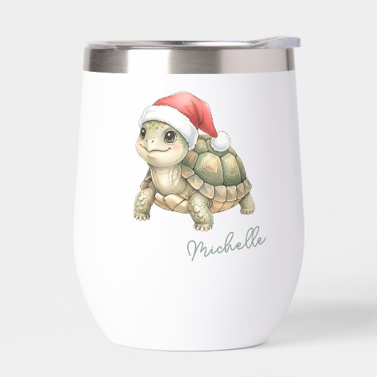 カスタムウォーターカラークリスマスゾウガメサンタ帽子 (左面)