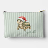 カスタムウォーターカラークリスマスゾウガメサンタ帽子 アクセサリーポーチ (裏面)