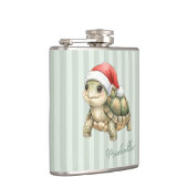 カスタムウォーターカラークリスマスゾウガメサンタ帽子 フラスク (右)