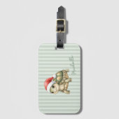 カスタムウォーターカラークリスマスゾウガメサンタ帽子 ラゲッジタグ (正面縦)