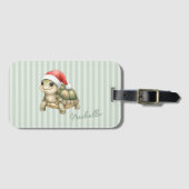 カスタムウォーターカラークリスマスゾウガメサンタ帽子 ラゲッジタグ (正面横)