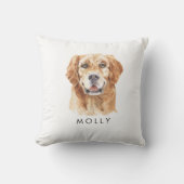 カスタムウォーターカラーゴールデンレトリバードッグ恋人 クッション (正面)