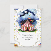 カスタムウォーターカラーサーカス誕生日 サンキューカード (正面)