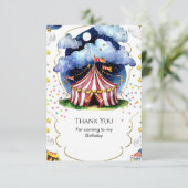 カスタムウォーターカラーサーカス誕生日 サンキューカード (スタンド正面)