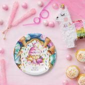 カスタムウォーターカラーデザートアイスクリーム誕生日 ペーパープレート (パーティー)