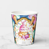 カスタムウォーターカラーデザートアイスクリーム誕生日 紙コップ (正面)