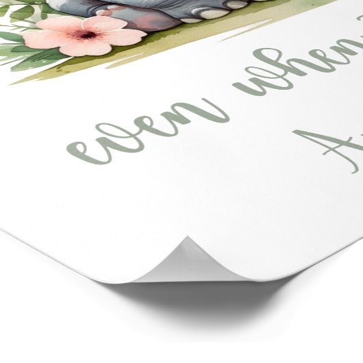 カスタムウォーターカラーヒッポガールサファリ子供部屋 ポスター (角)