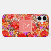 カスタムウォーターカラープロテア柄 iPhoneケース (裏面横)