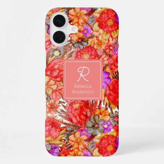 カスタムウォーターカラープロテア柄 iPhoneケース (裏面)