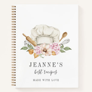 カスタムウォーターカラーベーカーズツールレシピテンプレート ノートブック