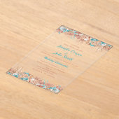 カスタムウォーターカラーボホテラコッタフローラ結婚ズ アクリル招待状 (レイダウン)