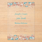 カスタムウォーターカラーボホテラコッタフローラ結婚ズ アクリル招待状 (正面)