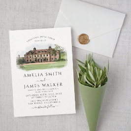 カスタムウォーターカラー結婚ホテル 招待状