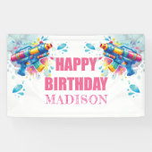 カスタムウォーターガンサマーガール誕生日 横断幕 (横)