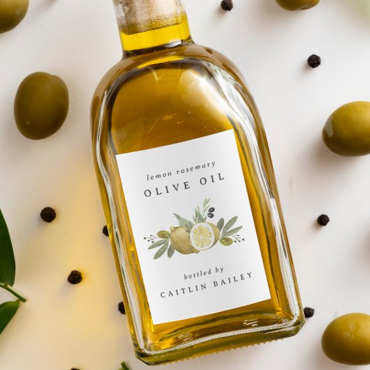 カスタムウォーター色シトラスレモンオリーブ油ボトル フードラベル