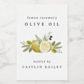 カスタムウォーター色シトラスレモンオリーブ油ボトル フードラベル (シングルラベル)