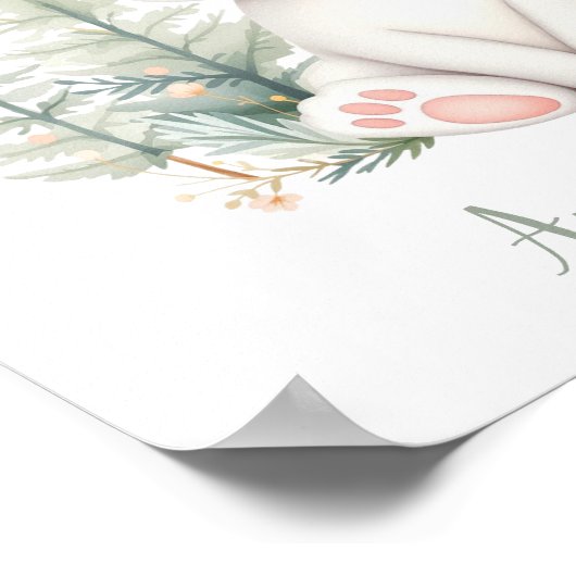 カスタムウオーターカラーラビットウッドランドアニマル子供部屋 ポスター (角)