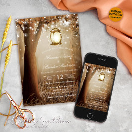 カスタムウッドツリーストリングラ素朴イ結婚ト 招待状