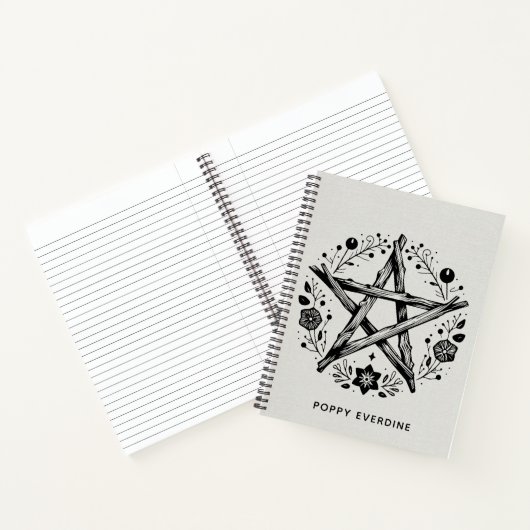 カスタムウッドニ素朴ュースター星形五角形ウィッカ信者 ノートブック (内部)